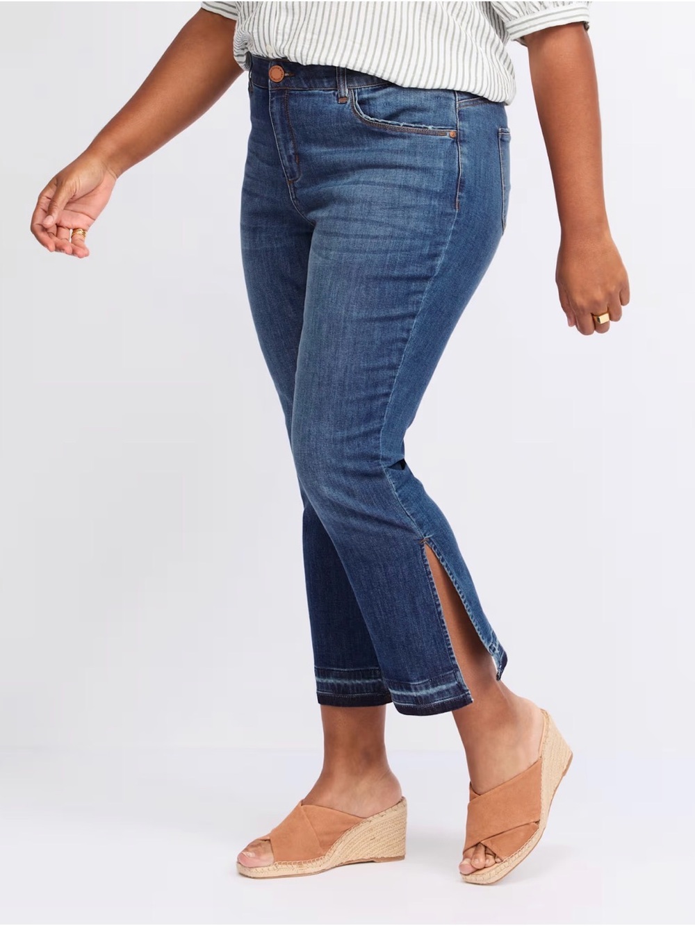Wit & Wisdom Mid Blue Cropped Jeans with Side Slit
